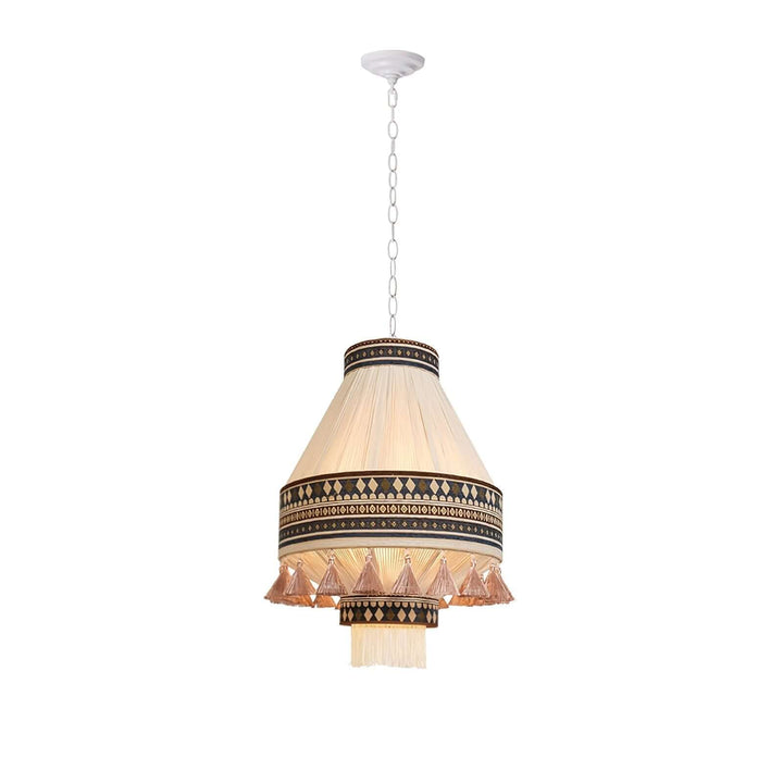 Lampa wisząca boho z frędzlami w kolorze pomarańczowym