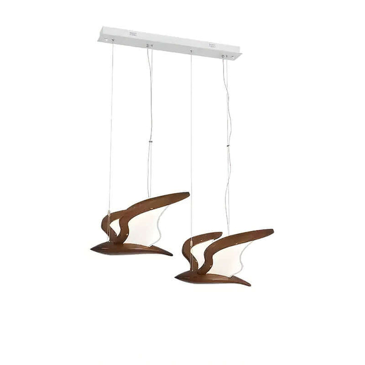 Lampa wisząca z dwiema głowicami, kolor drewna