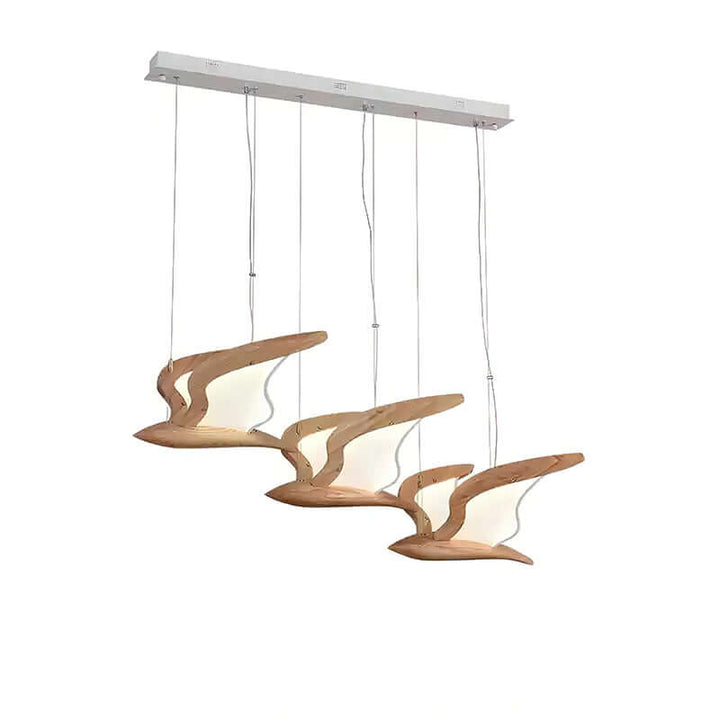 Lampa wisząca z trzema głowicami, kolor drewna