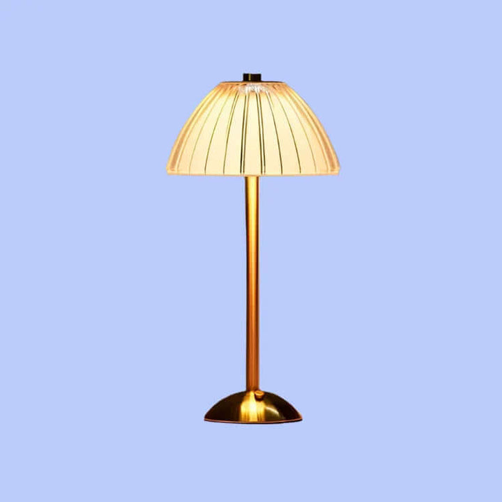 Bezprzewodowa lampa stołowa z metalu i kryształu