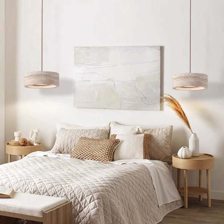 Wisząca Lampa LED w Stylu Kamiennym Kremowym – Oświetlenie Wnętrz