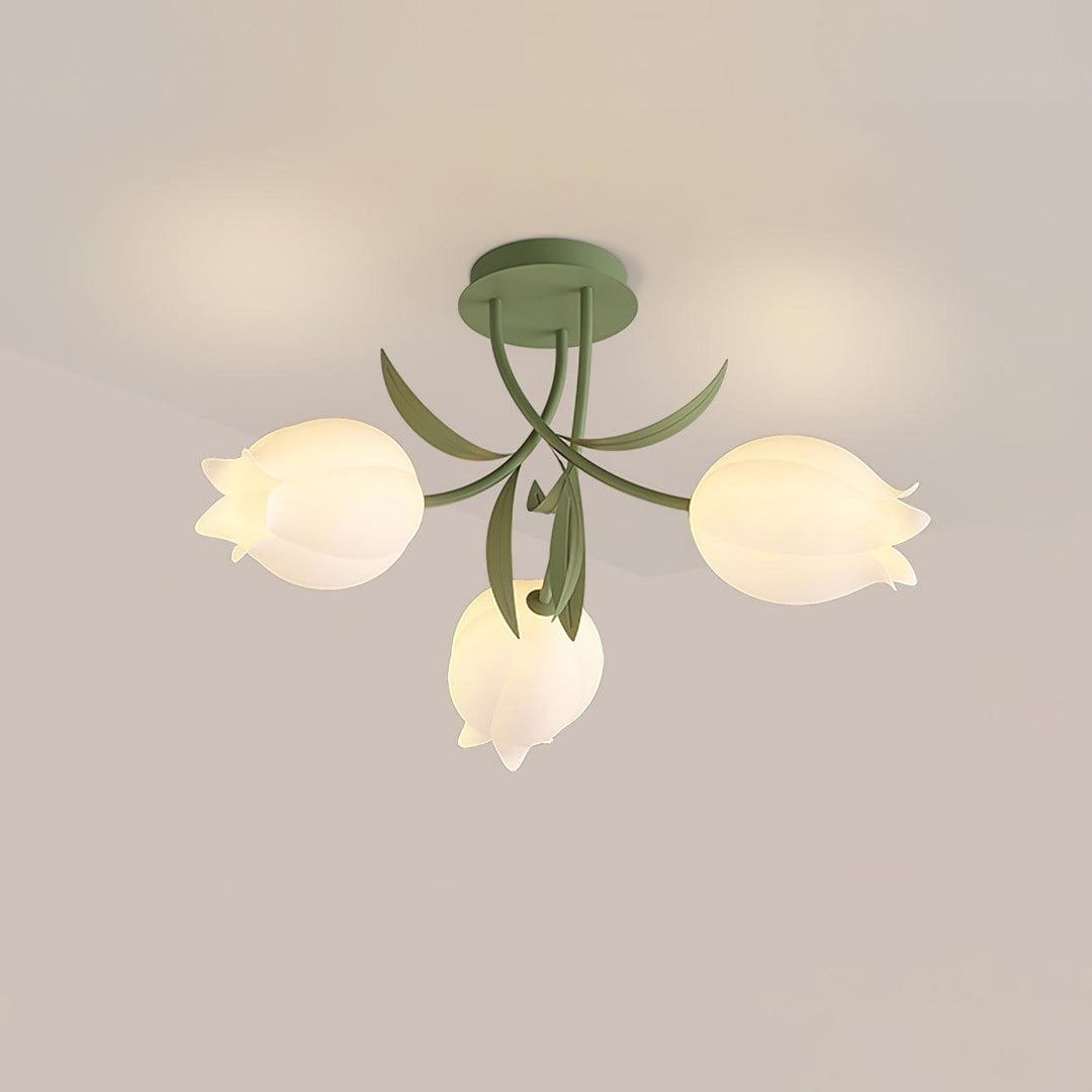 Zielona lampa sufitowa Ricko na suficie