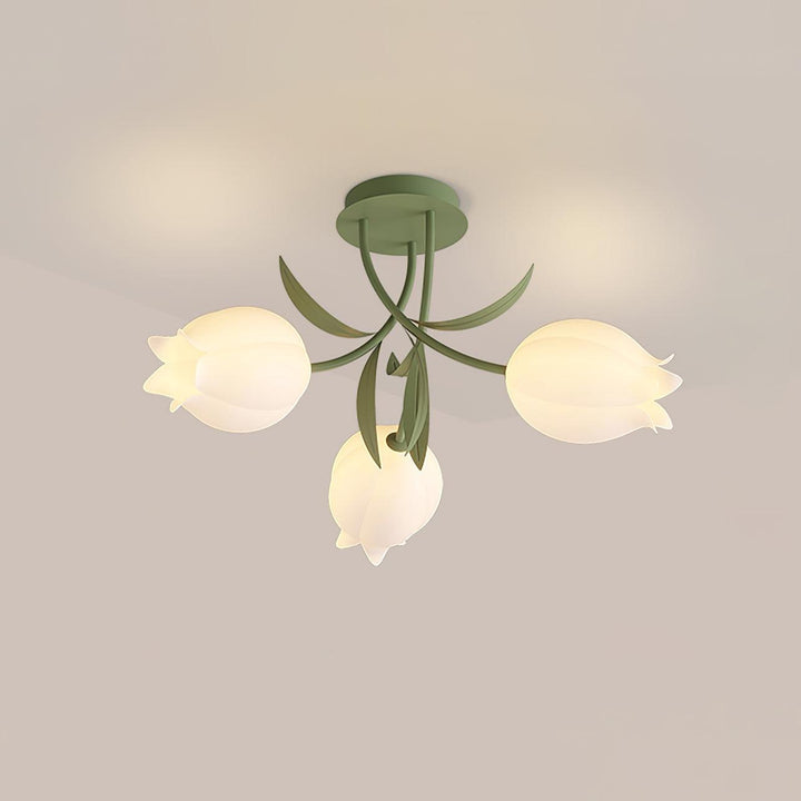Zielona lampa sufitowa Ricko na suficie