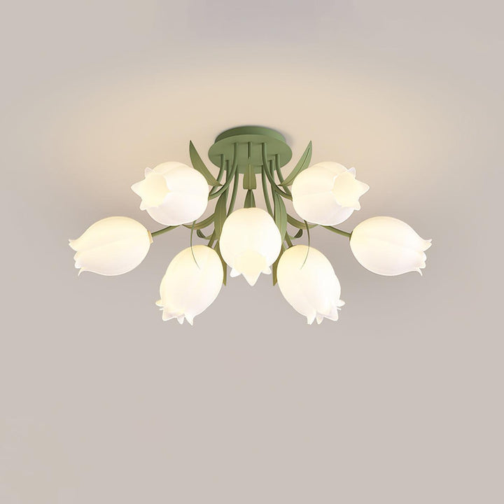 Zielona lampa sufitowa Ricko w pokoju dziennym