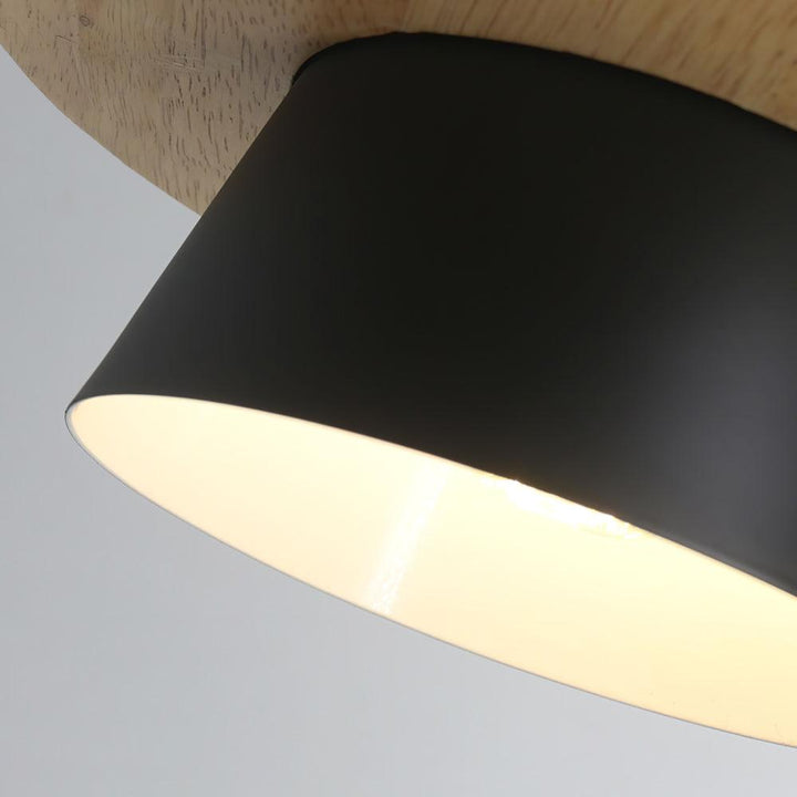 Żółta drewniana lampa wisząca z kamieniem, oświetlenie akcentowe