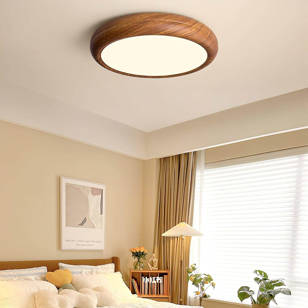 Lampa sufitowa okrągła drewniana, zintegrowane LED