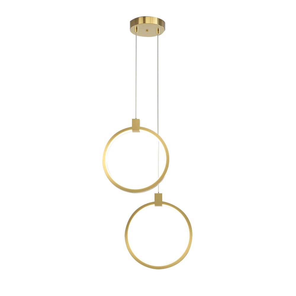 Złota Lampa Wisząca Podwójny Okrąg Nowoczesny Design