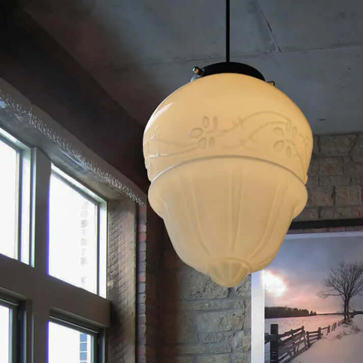 Wisząca Lampa Geometryczna Vintage: Mleczne Szkło