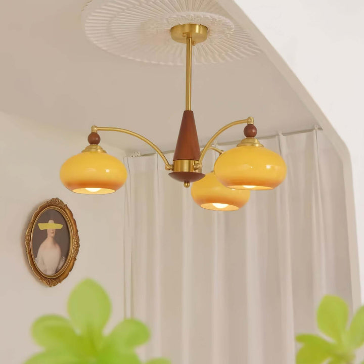 Industrialna Lampa Wisząca Retro - Karmelowa, 3 głowice