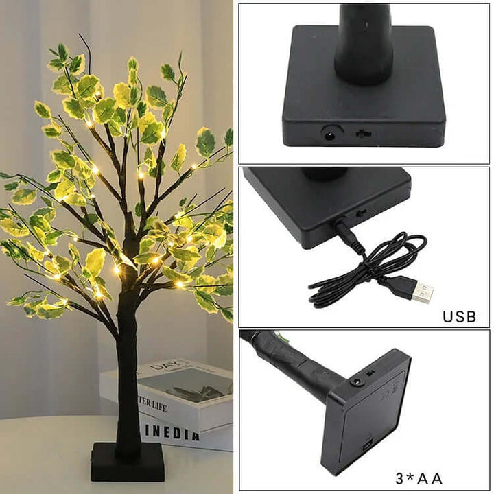 Lampki świąteczne LED z zielonymi liśćmi