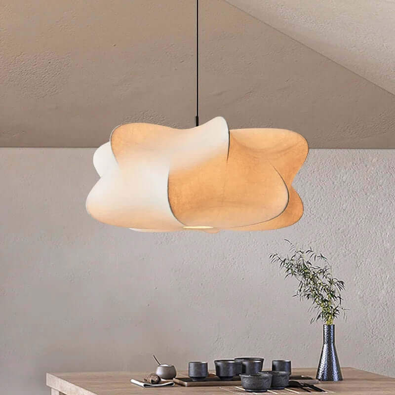 Japońska Jedwabna Lampa Wisząca Wabi Sabi