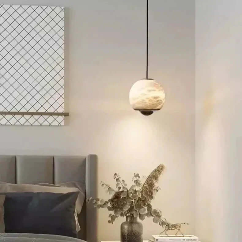 Nordycka Lampa Wisząca Kula z Marmuru i Alabastru