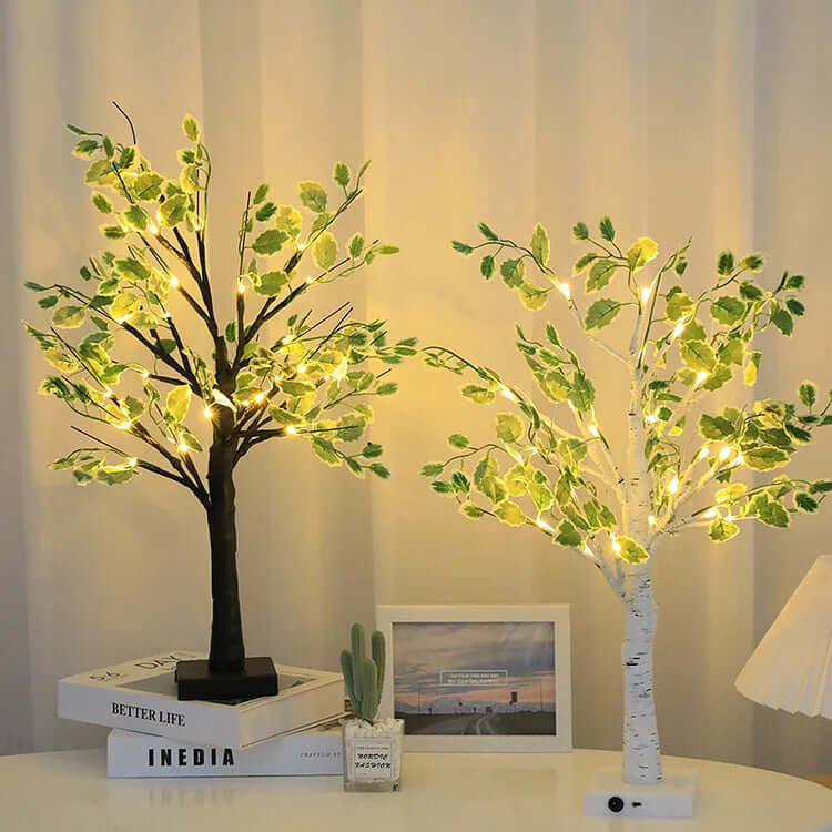 Lampki świąteczne LED z zielonymi liśćmi