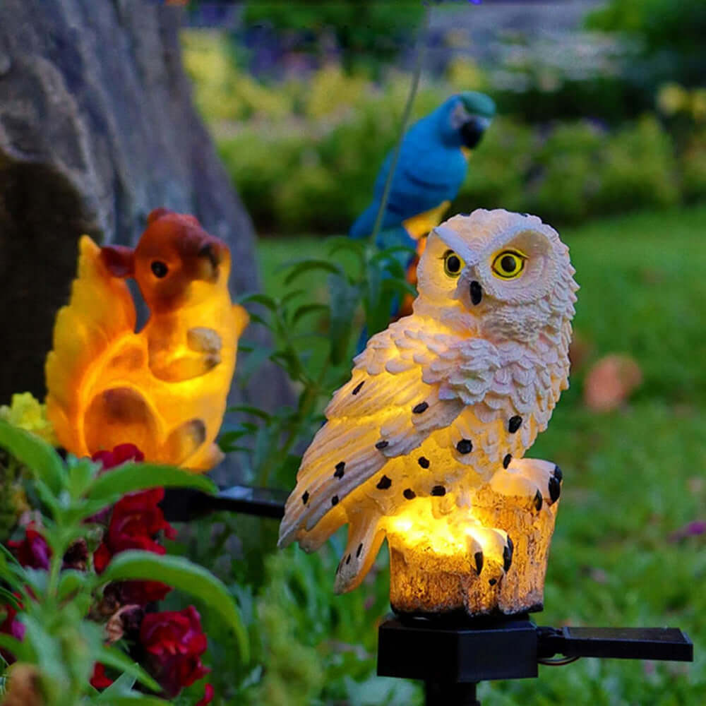 Zestaw 2 Solarnych Lamp Sowich Zewnętrznych - Dekoracja Ogrodu