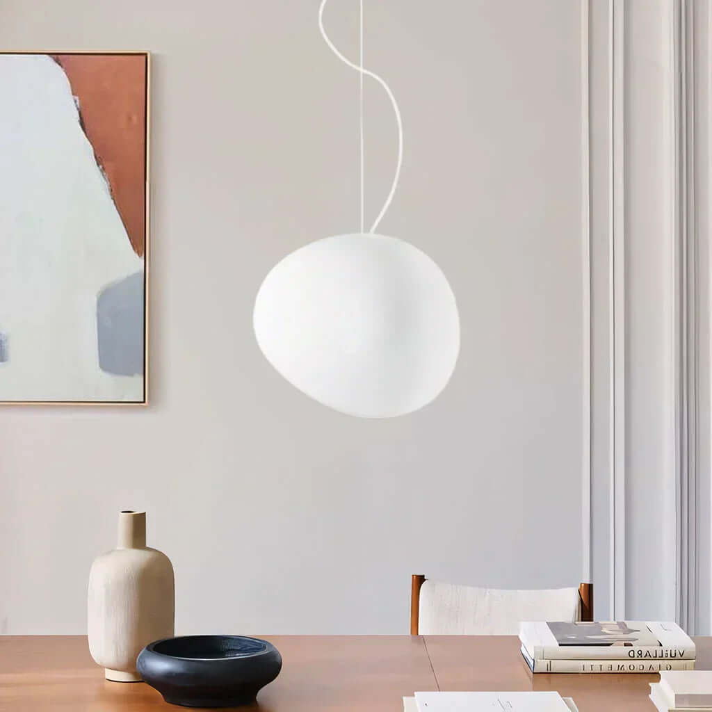 Biała Lampa Wisząca Galet - Oświetlenie Minimalistyczne