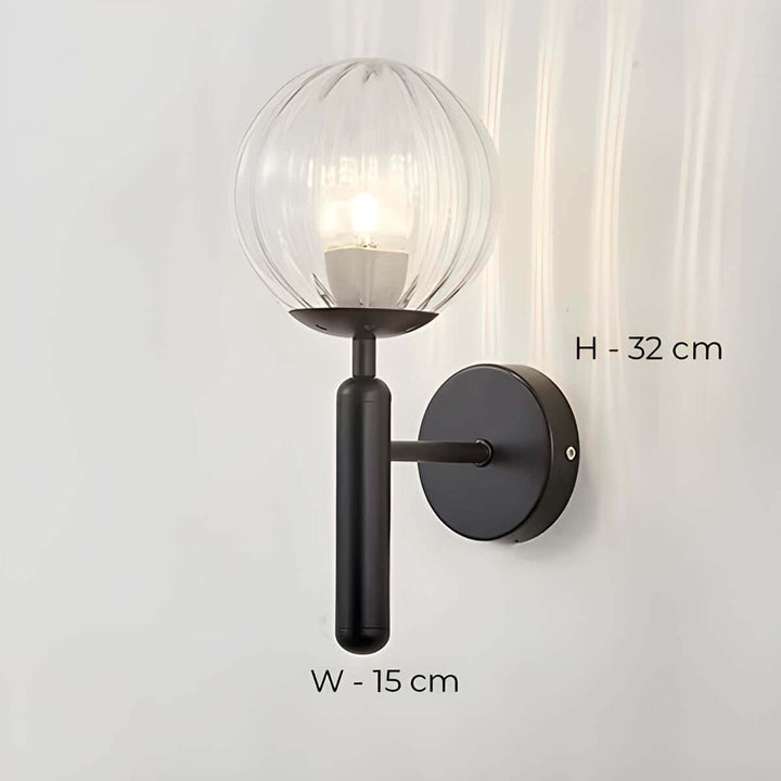 Szklana Lampa Ścienna Metalowa - Styl Vintage