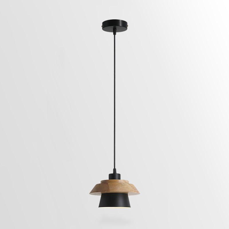 Drewniana Lampa Wisząca z Elementami Kamienia