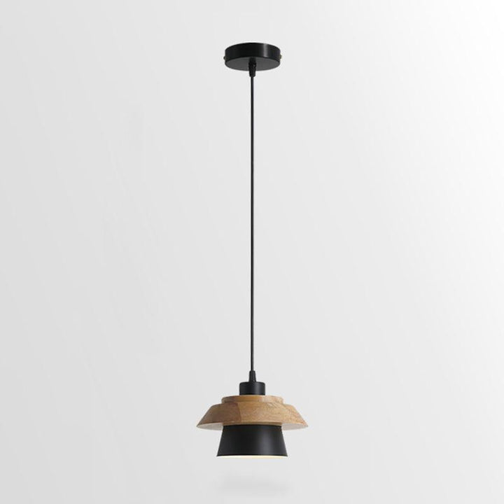 Drewniana Lampa Wisząca z Elementami Kamienia