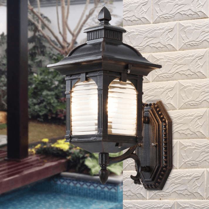 Zewnętrzna Lampa Ścienna w Stylu Vintage - Antyczne Szkło