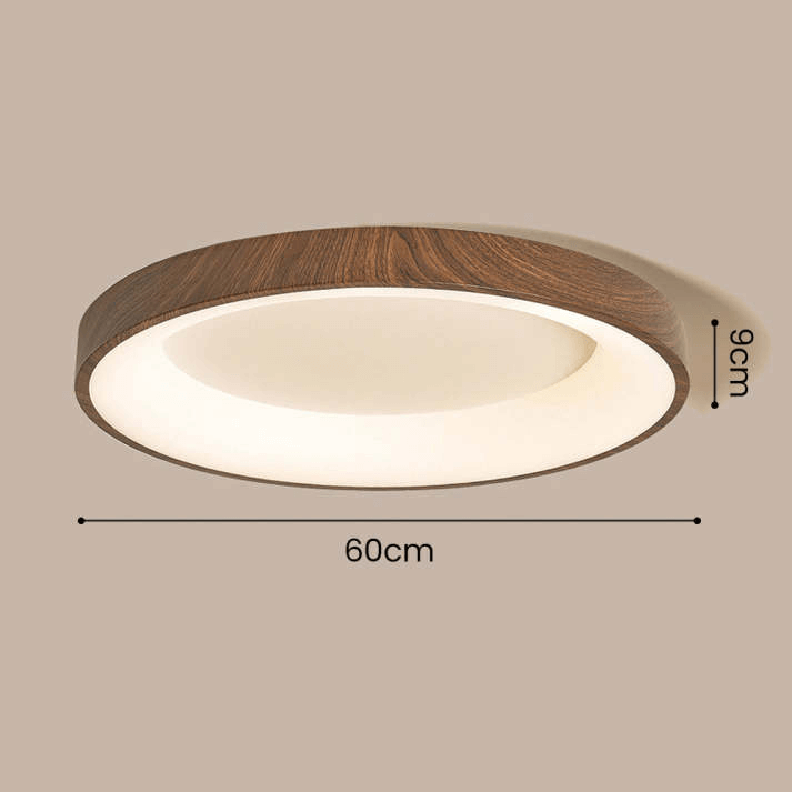 Okrągła Lampa Sufitowa LED z Naturalnego Drewna - Nowoczesne Oświetlenie do Sypialni