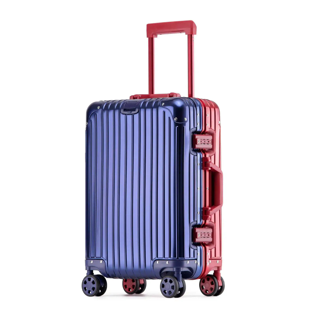 Elegancka walizka z aluminium i magnezu. Twarda obudowa chroni bagaż. Kółka 360 i zamek TSA dla wygody.