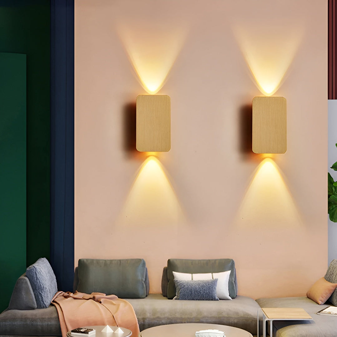 Nowoczesna prostokątna lampa ścienna LED, design do wnętrz, solidny aluminiowy kinkiet, idealny do korytarzy i klatek schodowych.