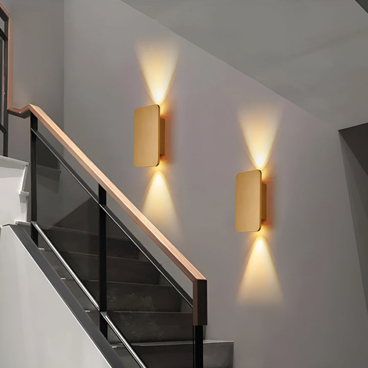 Nowoczesna prostokątna lampa ścienna LED, design do wnętrz, solidny aluminiowy kinkiet, idealny do korytarzy i klatek schodowych.