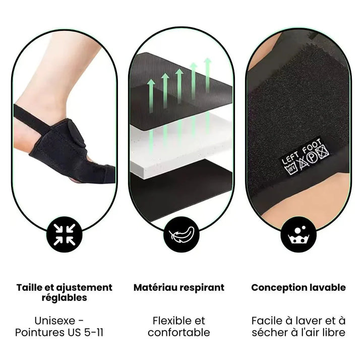 Ergonomiczna, czarna szyna na haluksy, nocna ulga dzięki regulowanemu designowi dla kobiet.