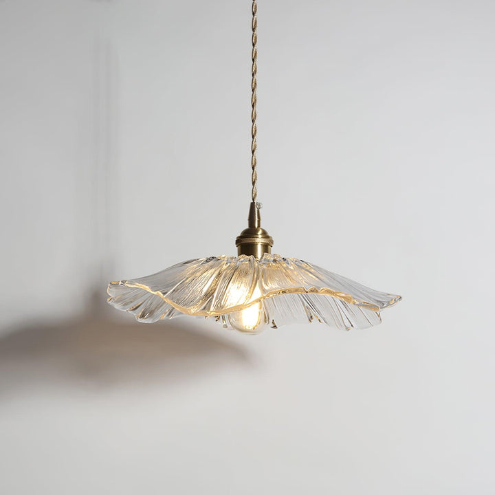 Kwiatowa szklana lampa wisząca z zielonym kloszem