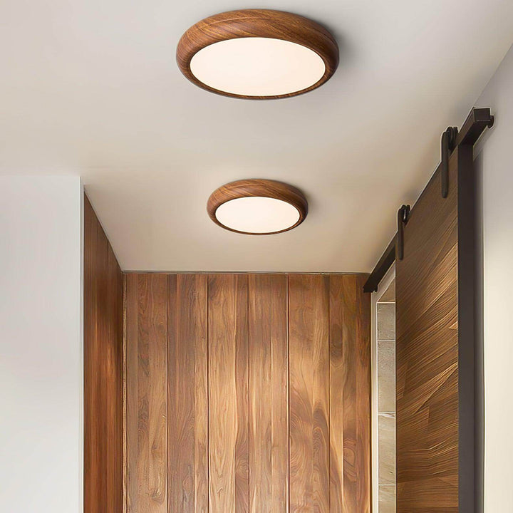 Lampa sufitowa okrągła drewniana, detale wykonania
