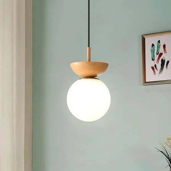 Lampy wiszące w stylu skandynawskim, detale drewniane
