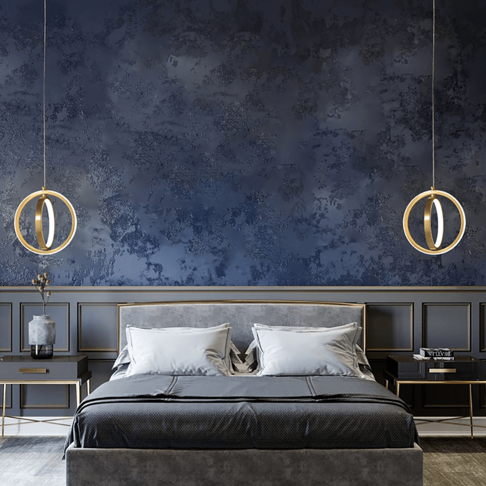 Wisząca Lampa LED z Dwoma Pierścieniami - Złoty Design