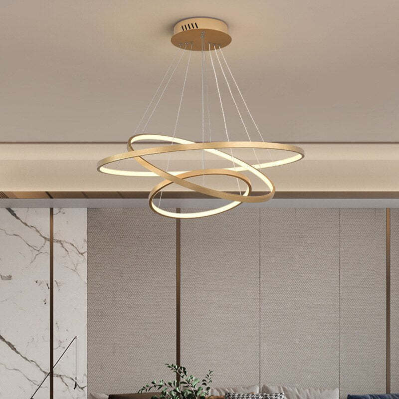 Nowoczesna lampa sufitowa z 3 pierścieniami - Złota