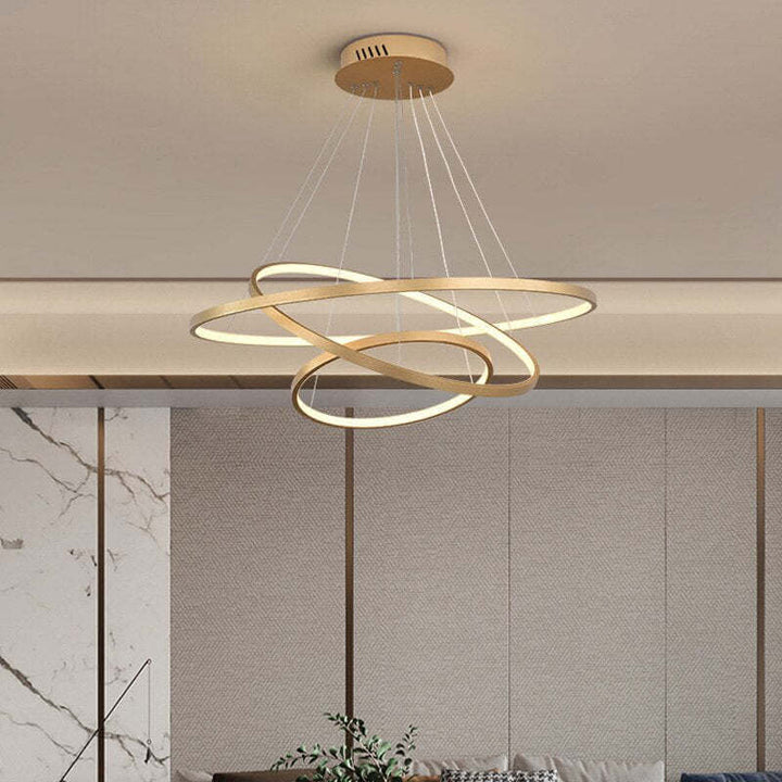 Nowoczesna lampa sufitowa z 3 pierścieniami - Złota
