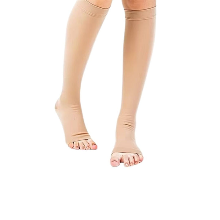 Jasnobrązowe krótkie skarpety kompresyjne, zapewniające codzienne i sportowe wsparcie, elegancki design, oddychający materiał, rozmiar S-XXL.