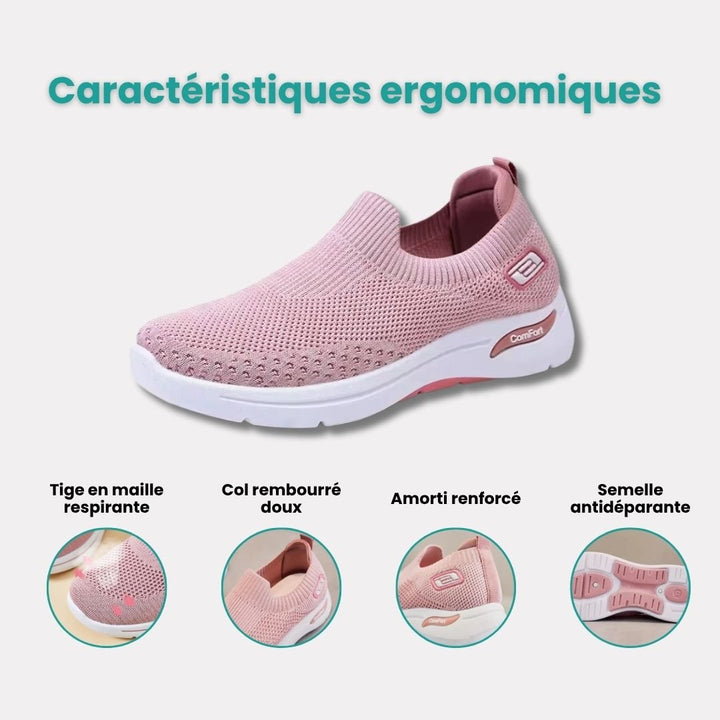Damskie buty sportowe ortopedyczne w kolorze ciemnoszarym, nowoczesny styl i wygodne podeszwy, elegancki widok z boku.