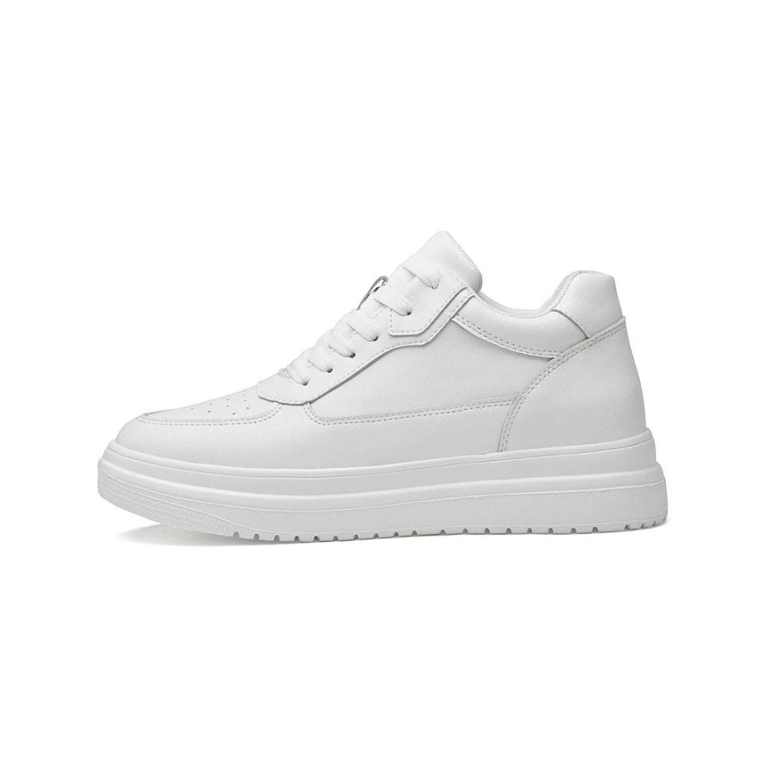 Męskie sneakersy podwyższające, cholewka z siateczki, ukryta wkładka, eleganckie, komfortowe, wysokość +6 cm, czarne, białe, szare.