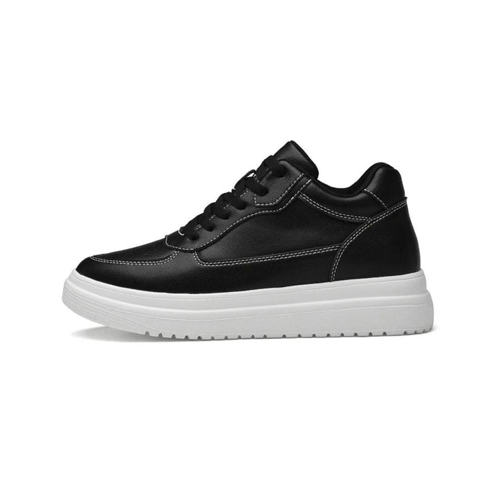 Męskie sneakersy podwyższające, cholewka z siateczki, ukryta wkładka, eleganckie, komfortowe, wysokość +6 cm, czarne, białe, szare.