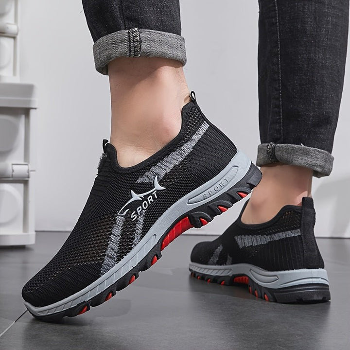 Lekkie męskie buty slip-on, oddychająca siateczka, antypoślizgowa podeszwa, idealne do chodzenia po mieście.