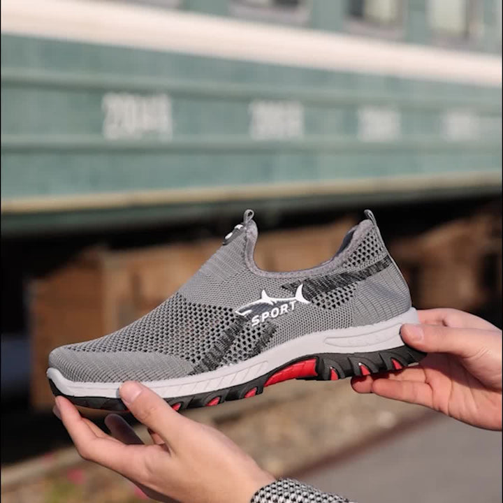 Lekkie męskie buty slip-on, oddychająca siateczka, antypoślizgowa podeszwa, idealne do chodzenia po mieście.