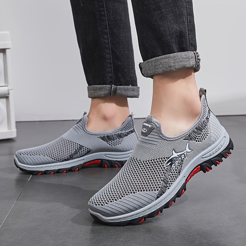 Lekkie męskie buty slip-on, oddychająca siateczka, antypoślizgowa podeszwa, idealne do chodzenia po mieście.