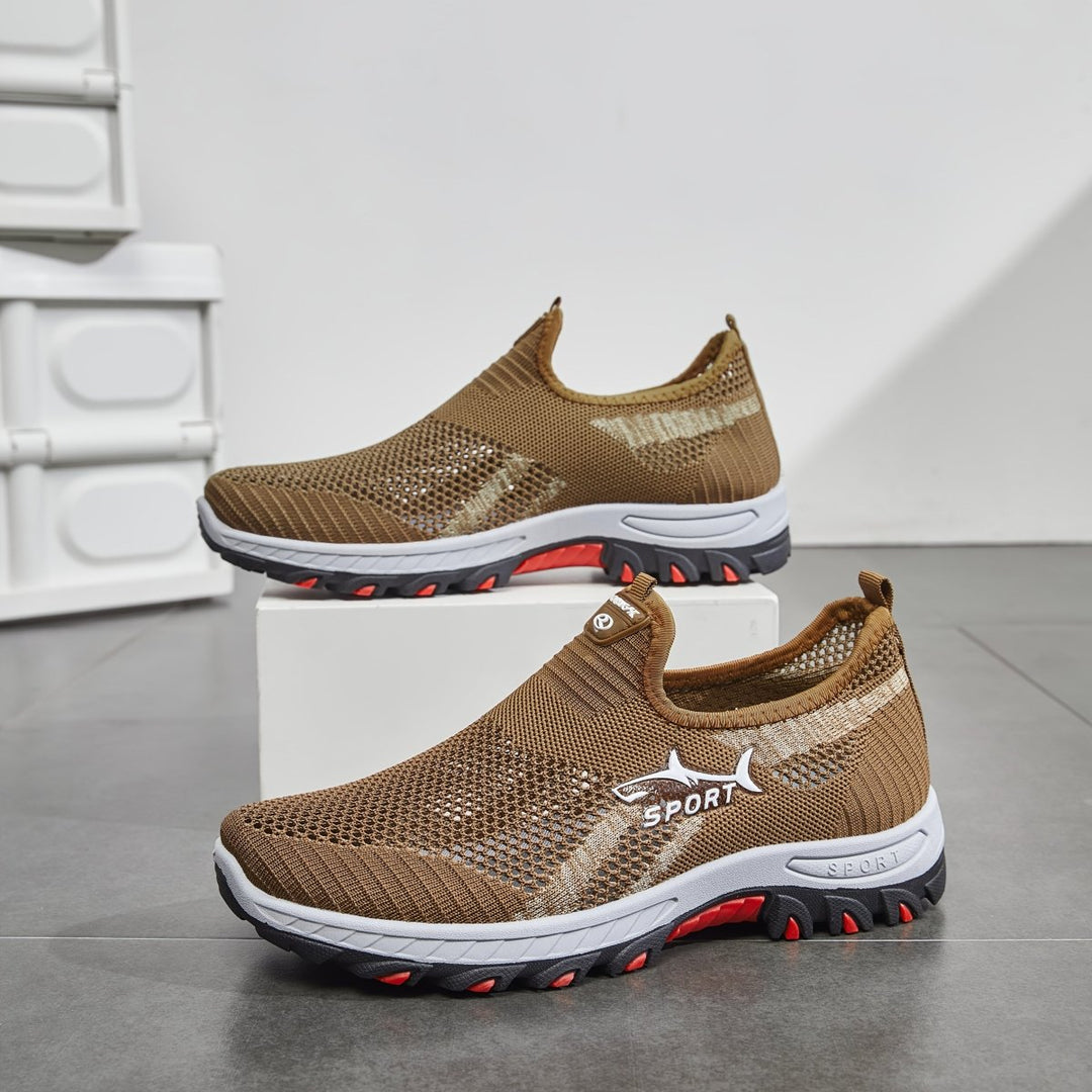 Lekkie męskie buty slip-on, oddychająca siateczka, antypoślizgowa podeszwa, idealne do chodzenia po mieście.