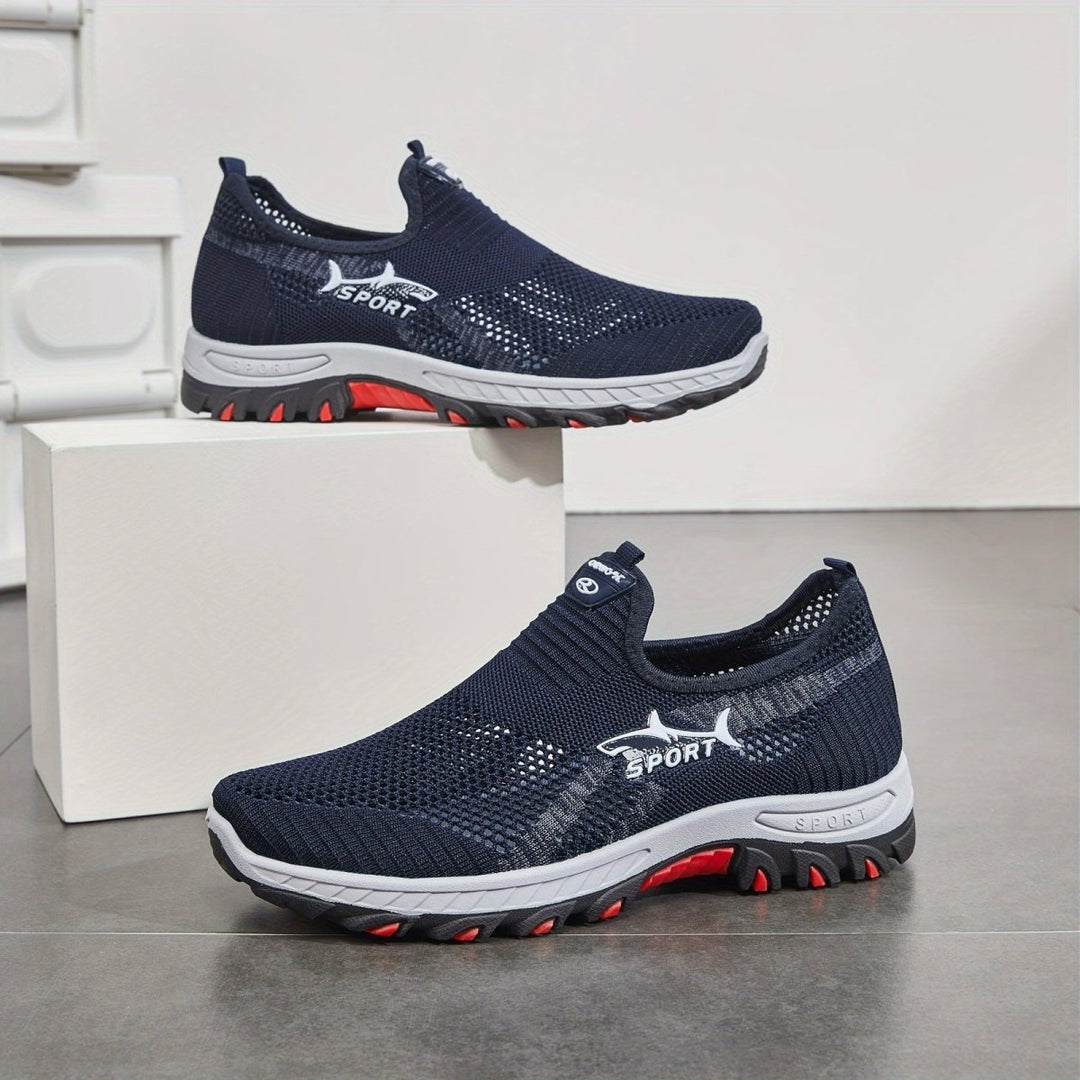 Lekkie męskie buty slip-on, oddychająca siateczka, antypoślizgowa podeszwa, idealne do chodzenia po mieście.