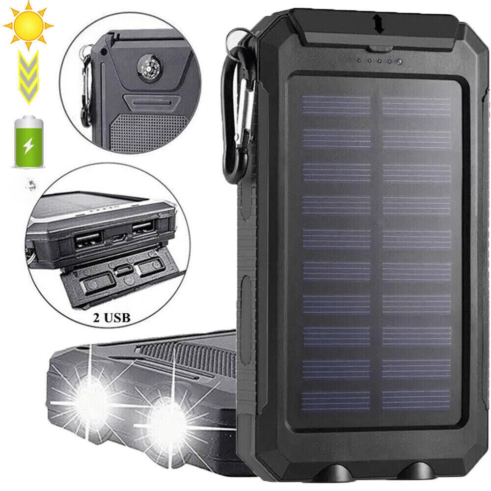 Zewnętrzna ładowarka solarna 10 000 mAh, wodoodporna, wstrząsoodporna z panelem słonecznym, kompaktowa konstrukcja, idealna na zewnątrz.