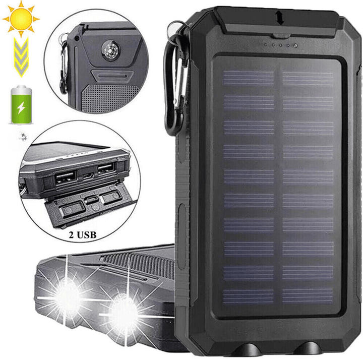 Zewnętrzna ładowarka solarna 10 000 mAh, wodoodporna, wstrząsoodporna z panelem słonecznym, kompaktowa konstrukcja, idealna na zewnątrz.