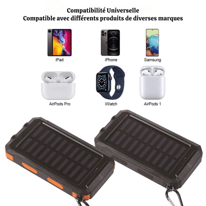 Zewnętrzna ładowarka solarna 10 000 mAh, wodoodporna, wstrząsoodporna z panelem słonecznym, kompaktowa konstrukcja, idealna na zewnątrz.
