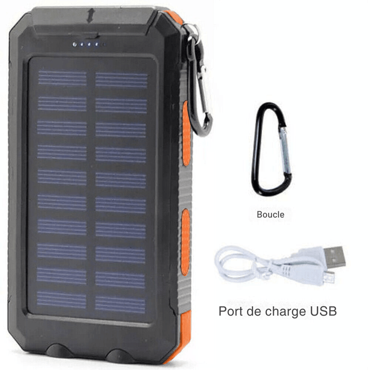 Zewnętrzna ładowarka solarna 10 000 mAh, wodoodporna, wstrząsoodporna z panelem słonecznym, kompaktowa konstrukcja, idealna na zewnątrz.