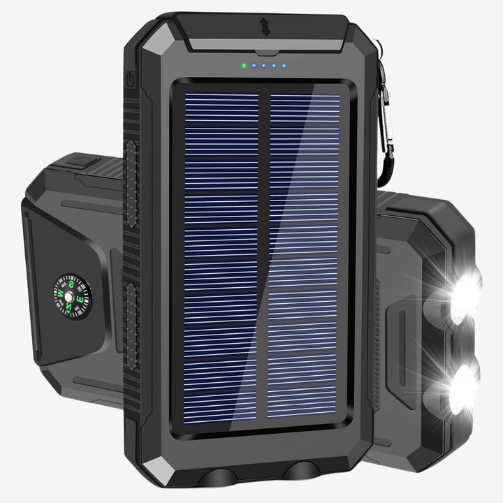 Zewnętrzna ładowarka solarna 10 000 mAh, wodoodporna, wstrząsoodporna z panelem słonecznym, kompaktowa konstrukcja, idealna na zewnątrz.