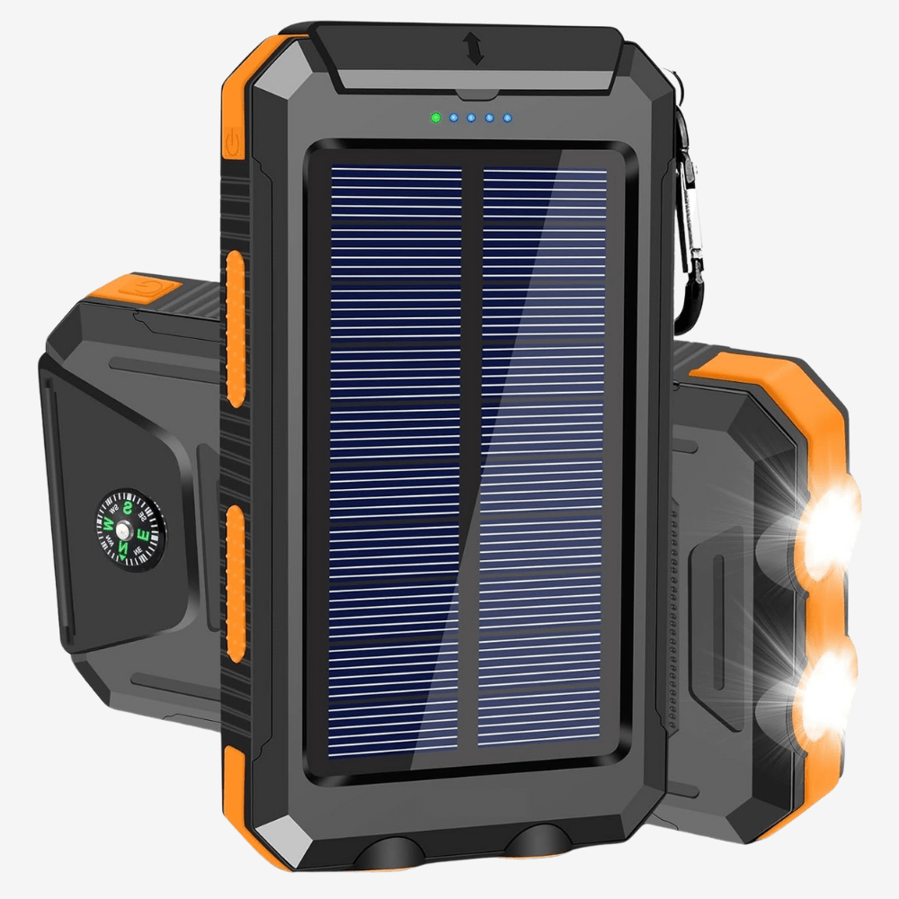 Zewnętrzna ładowarka solarna 10 000 mAh, wodoodporna, wstrząsoodporna z panelem słonecznym, kompaktowa konstrukcja, idealna na zewnątrz.