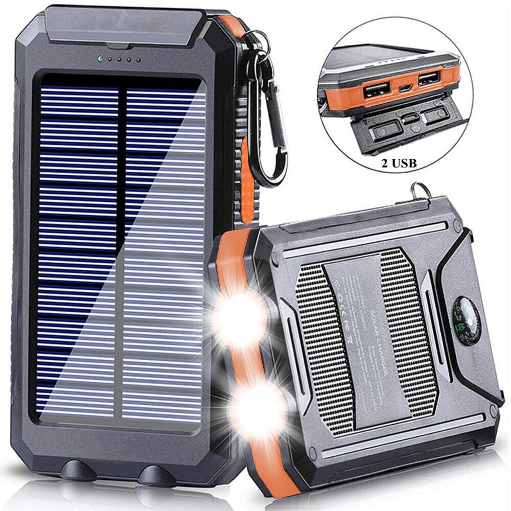 Zewnętrzna ładowarka solarna 10 000 mAh, wodoodporna, wstrząsoodporna z panelem słonecznym, kompaktowa konstrukcja, idealna na zewnątrz.